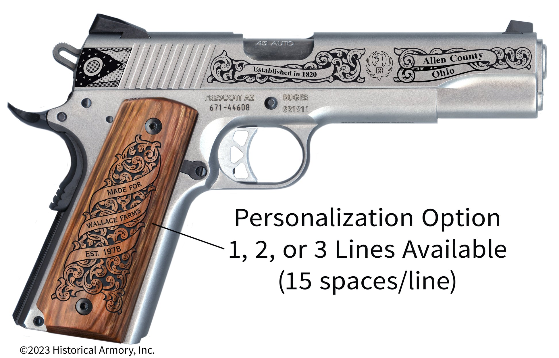 Allen County Ohio Personalized Engraved .45 Auto Ruger 1911