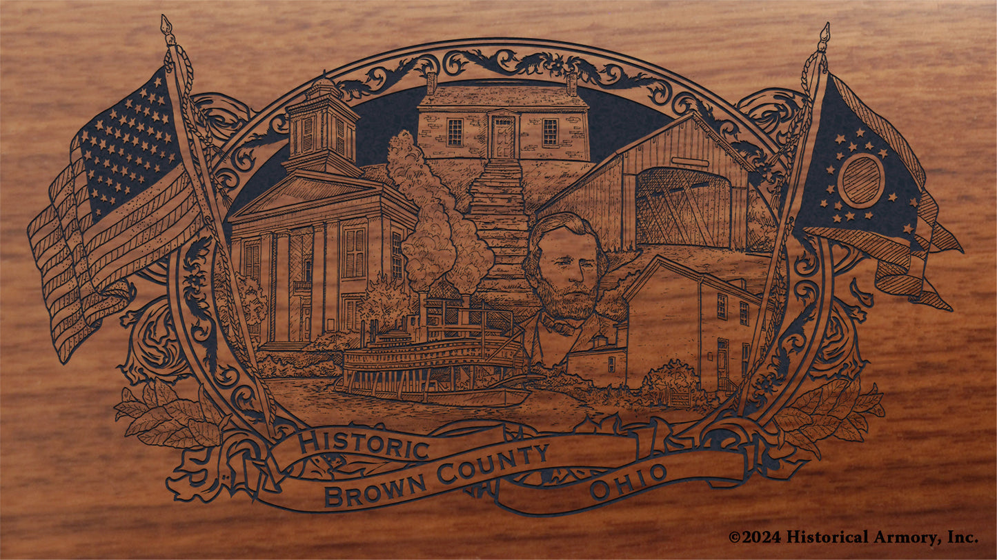 Brown County Ohio Engraved Rifle Buttstock