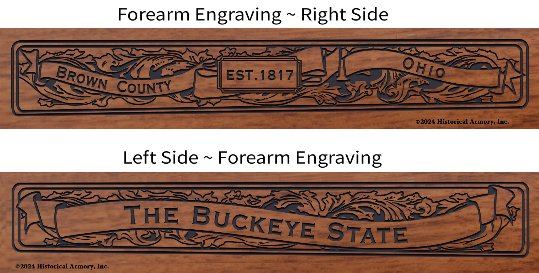 Brown County Ohio Engraved Rifle Forearm