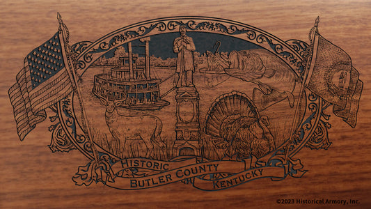 Butler county kentucky engraved rifle buttstock