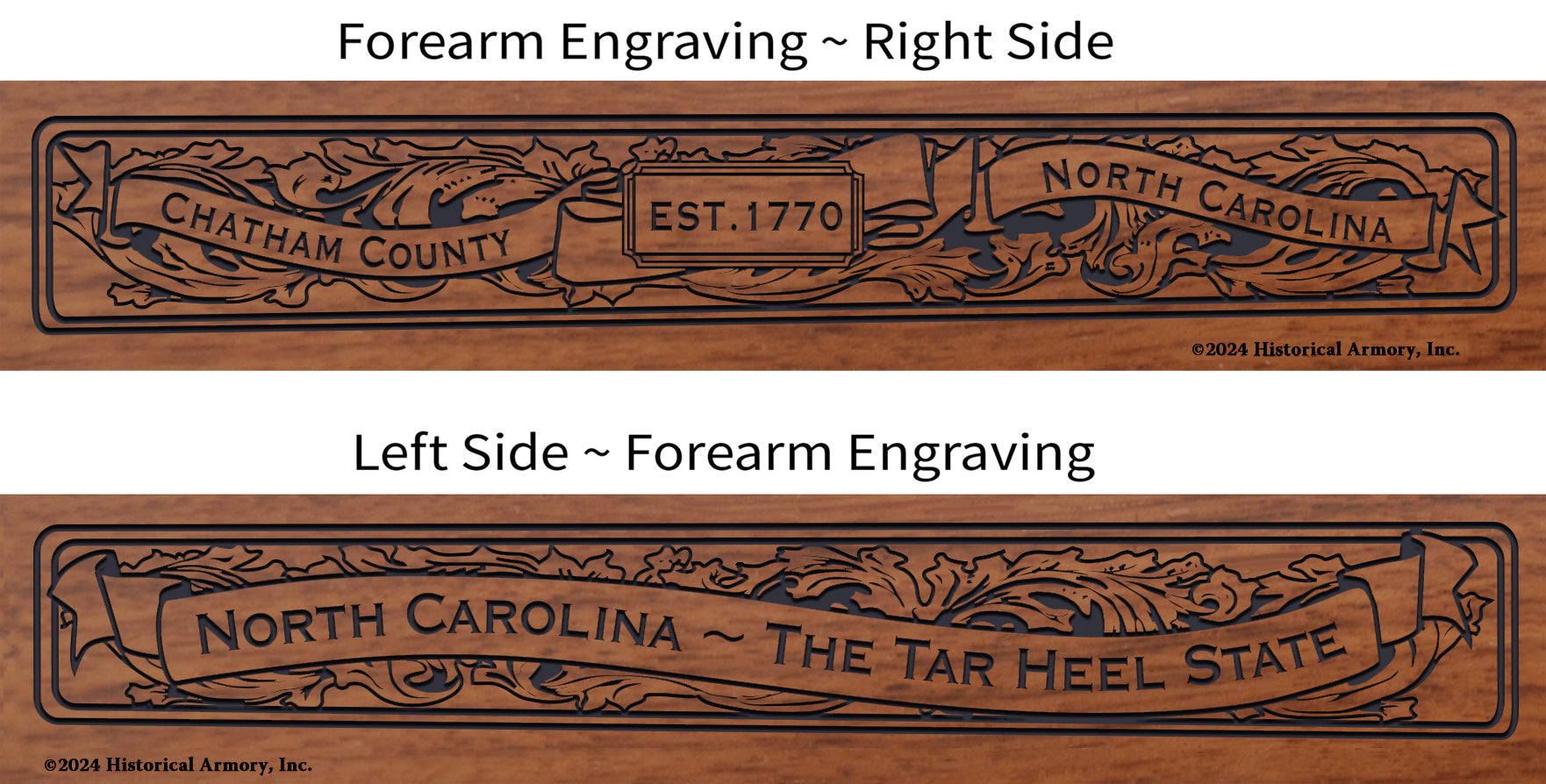 Chatham County North Carolina Engraved Rifle Forearm