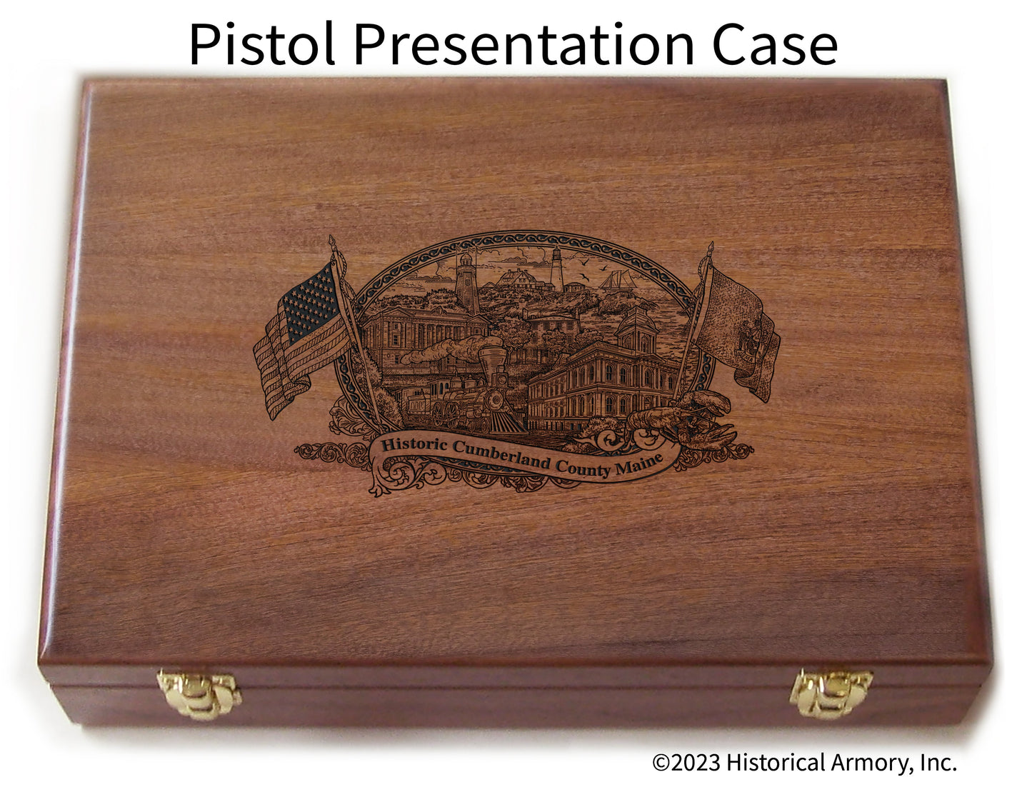 Cumberland County Maine Engraved .45 Auto Ruger 1911 Presentation Case