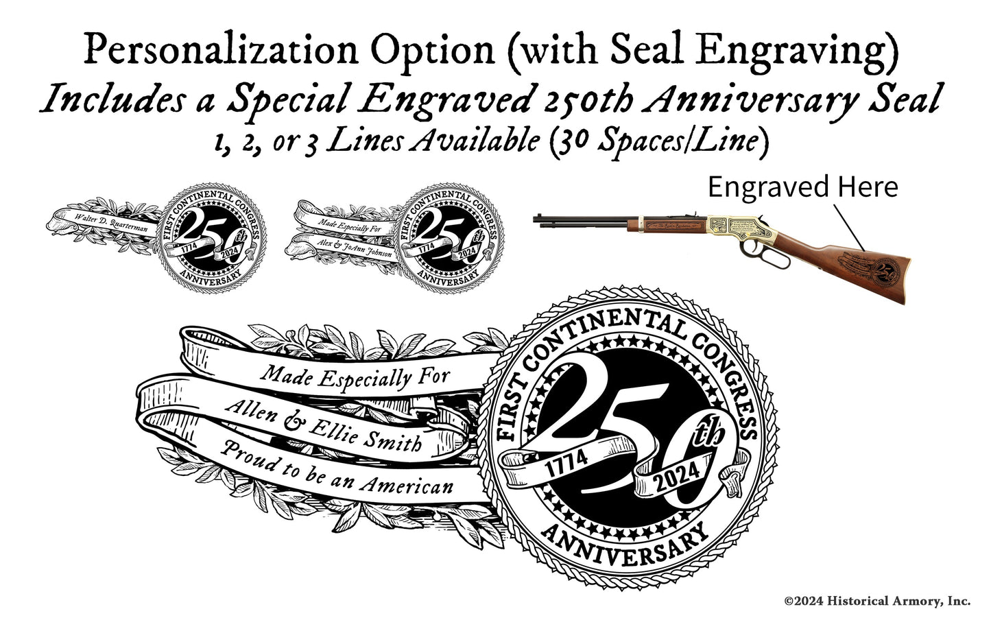 First Continental Congress Limited Edition 250th Anniversary Personalized Engraved Rifle