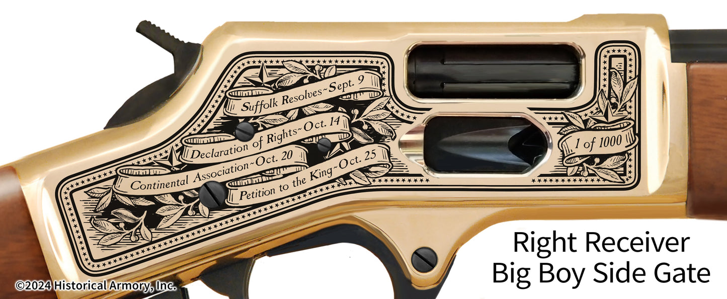 First Continental Congress Limited Edition Henry Big Boy Brass Side Gate Engraved Rifle