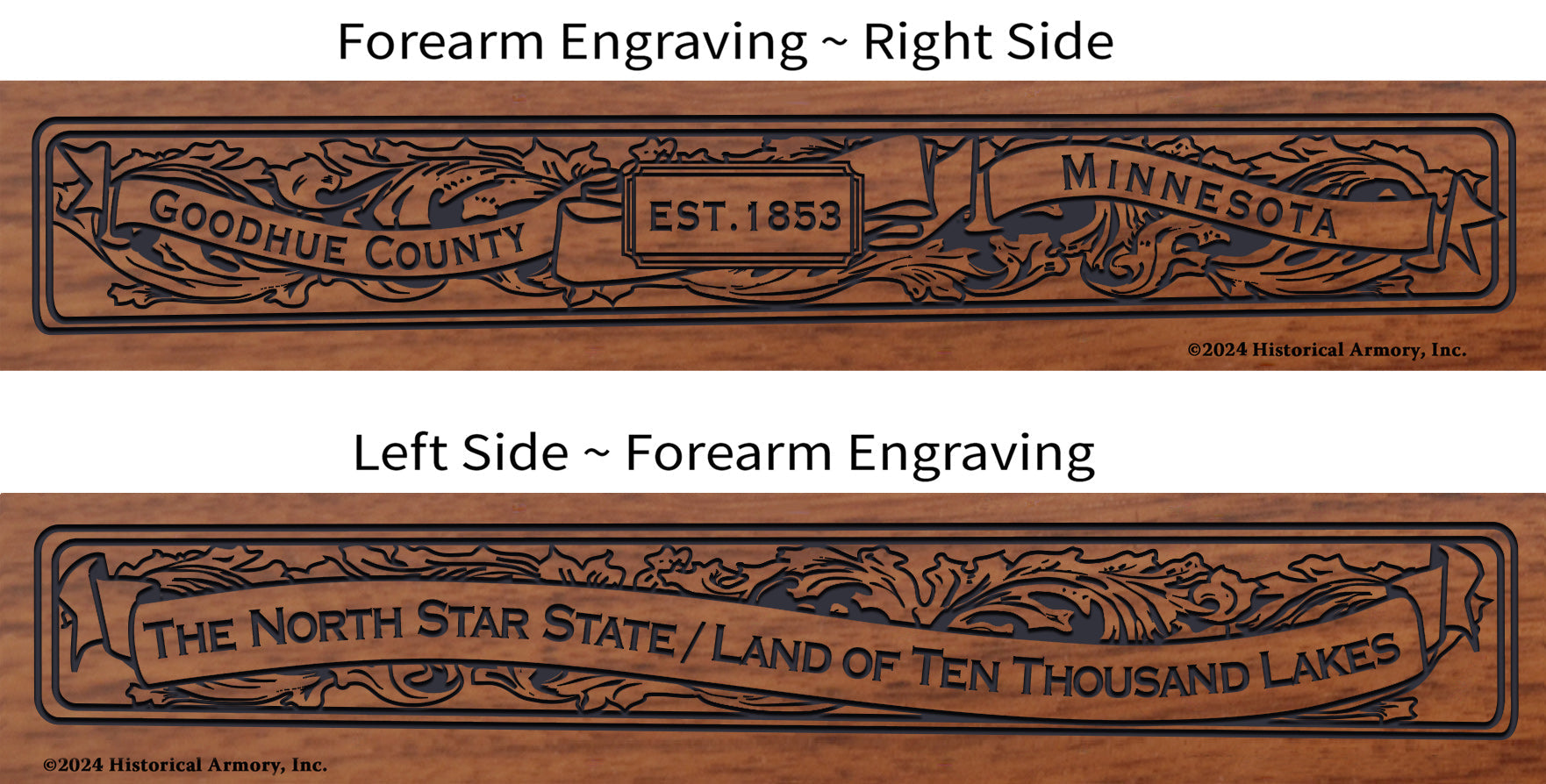 Goodhue County Minnesota Engraved Rifle Forearm