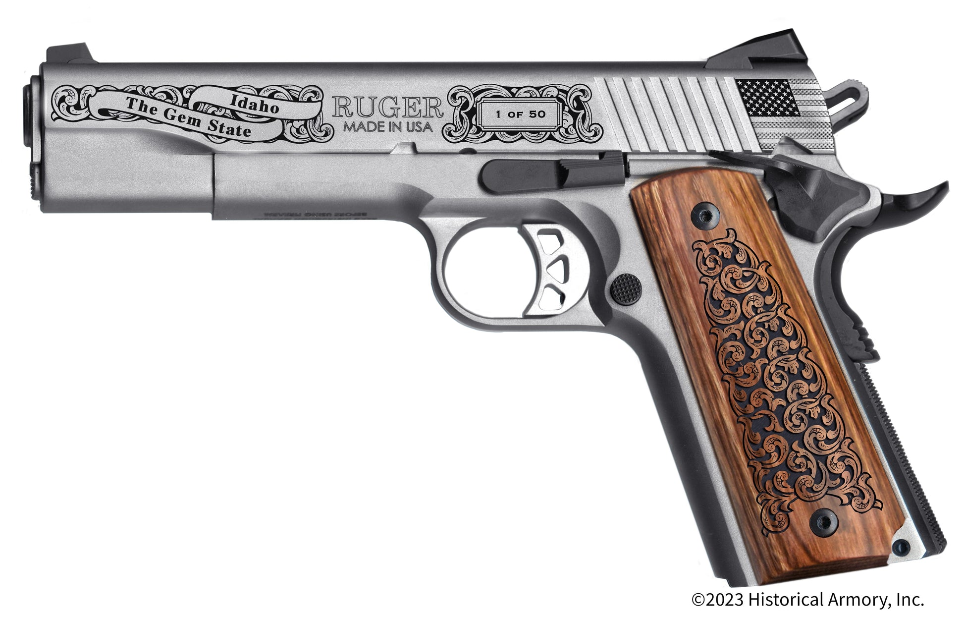 Cassia County Idaho Engraved .45 Auto Ruger 1911