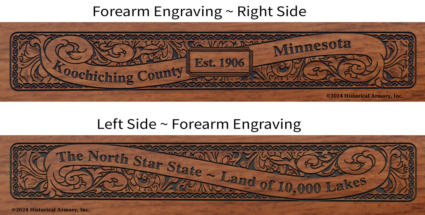 Koochiching County Minnesota Engraved Rifle Forearm