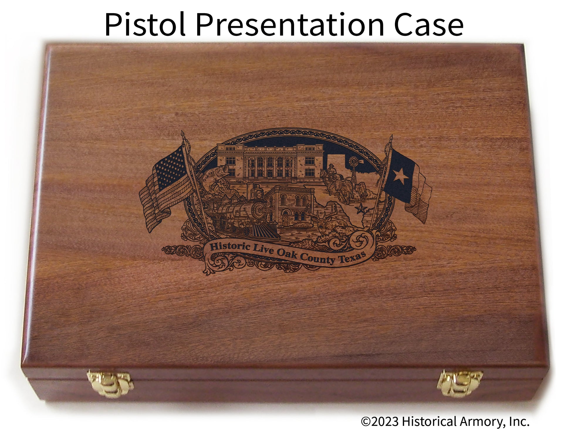 Live Oak County Texas Engraved .45 Auto Ruger 1911 Presentation Case