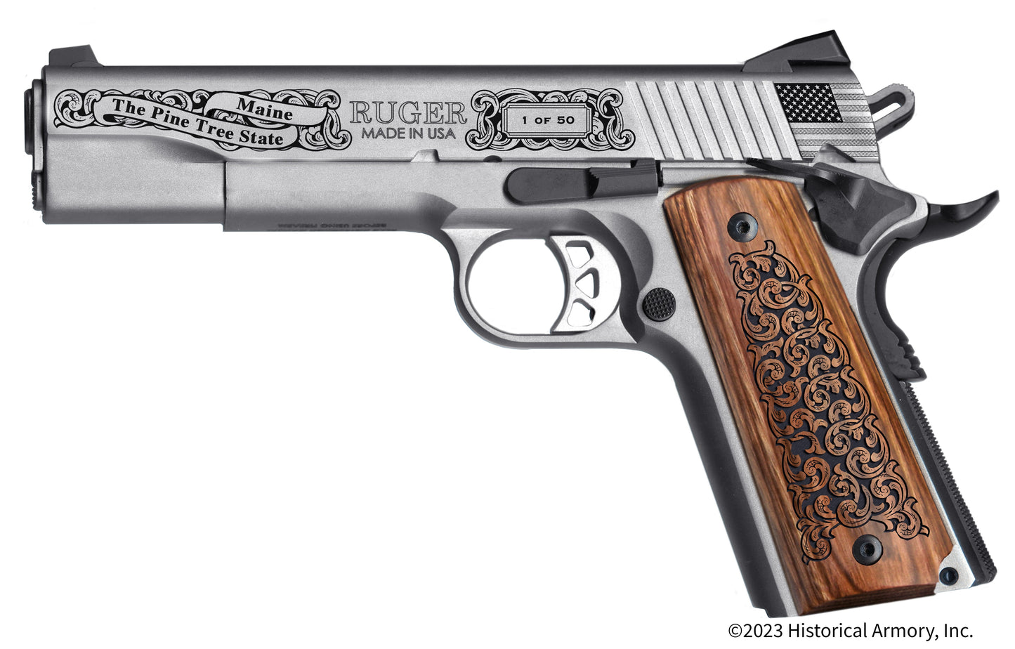 Aroostook County Maine Engraved .45 Auto Ruger 1911