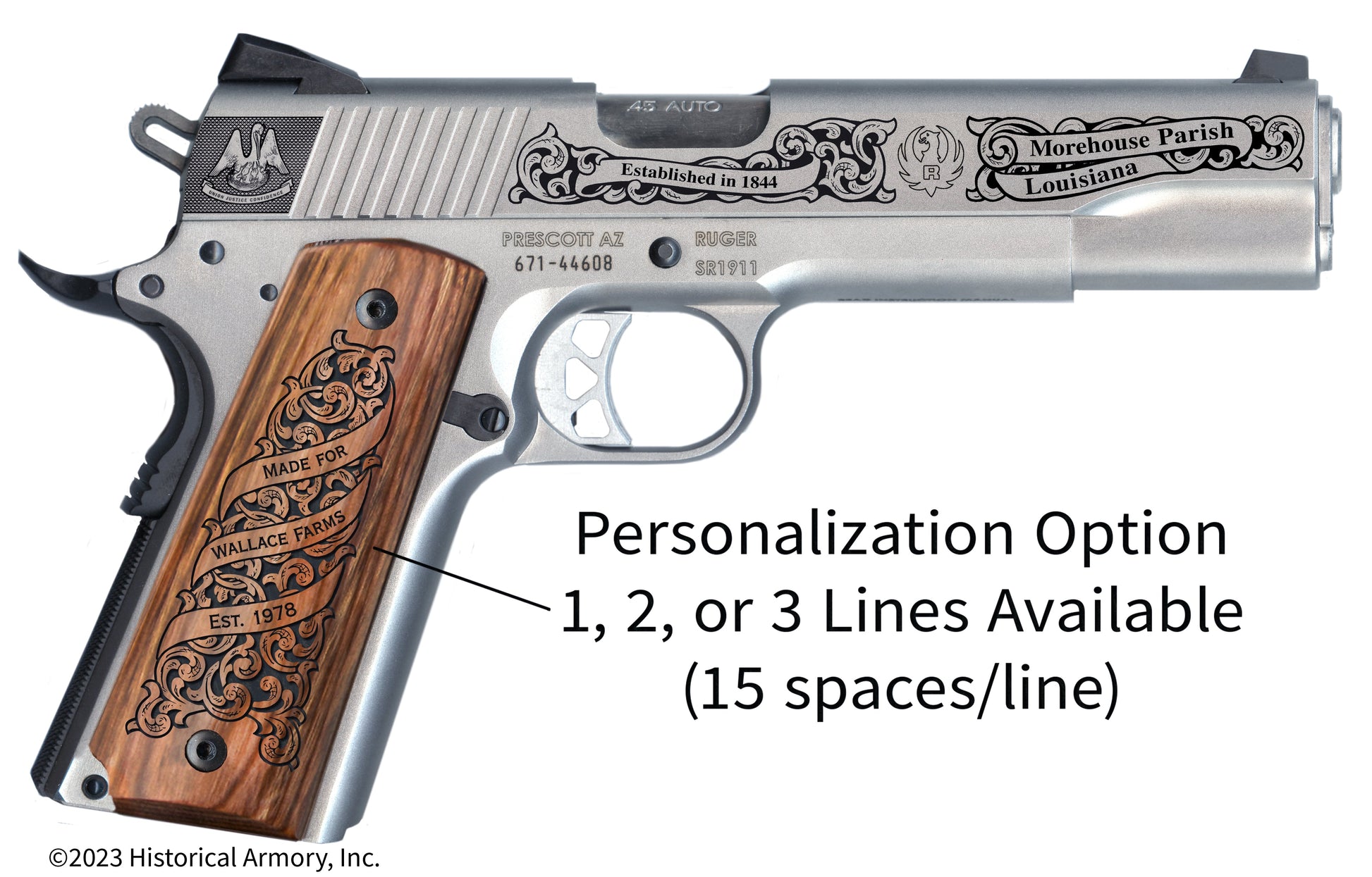 Morehouse Parish Louisiana Personalized Engraved .45 Auto Ruger 1911