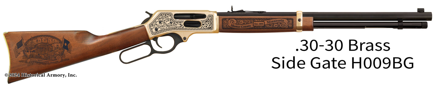 Mower County Minnesota Engraved Henry .30-30 Brass Side Gate Rifle