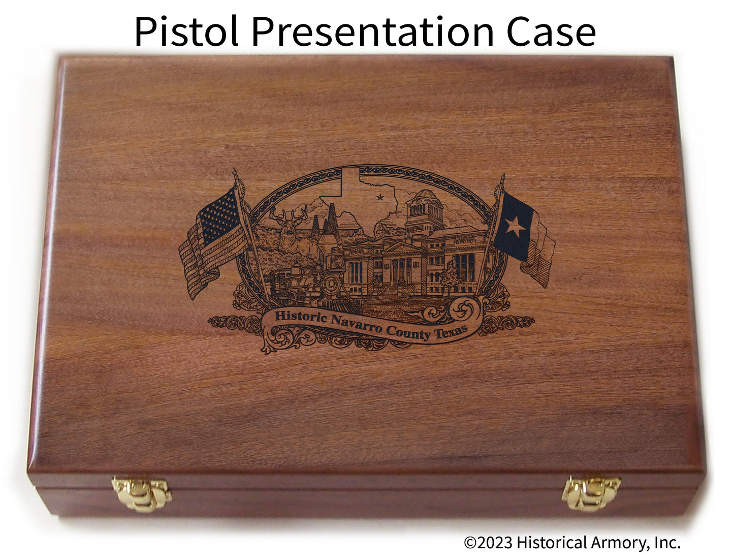 Navarro County Texas Engraved .45 Auto Ruger 1911 Presentation Case