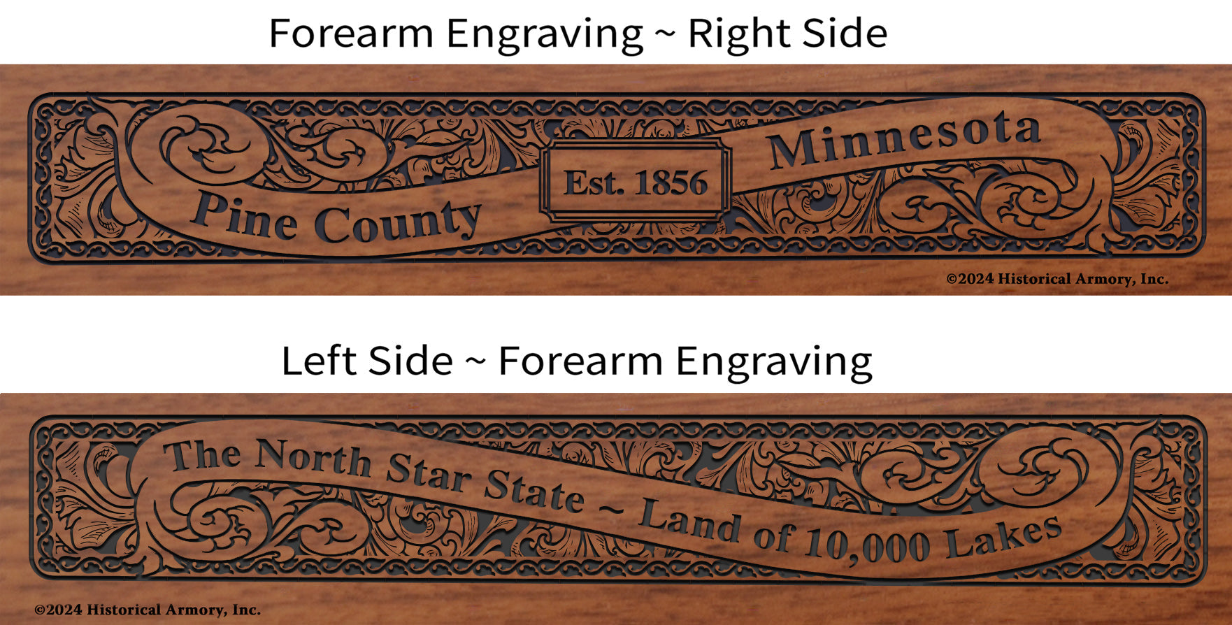 Pine County Minnesota Engraved Rifle Forearm