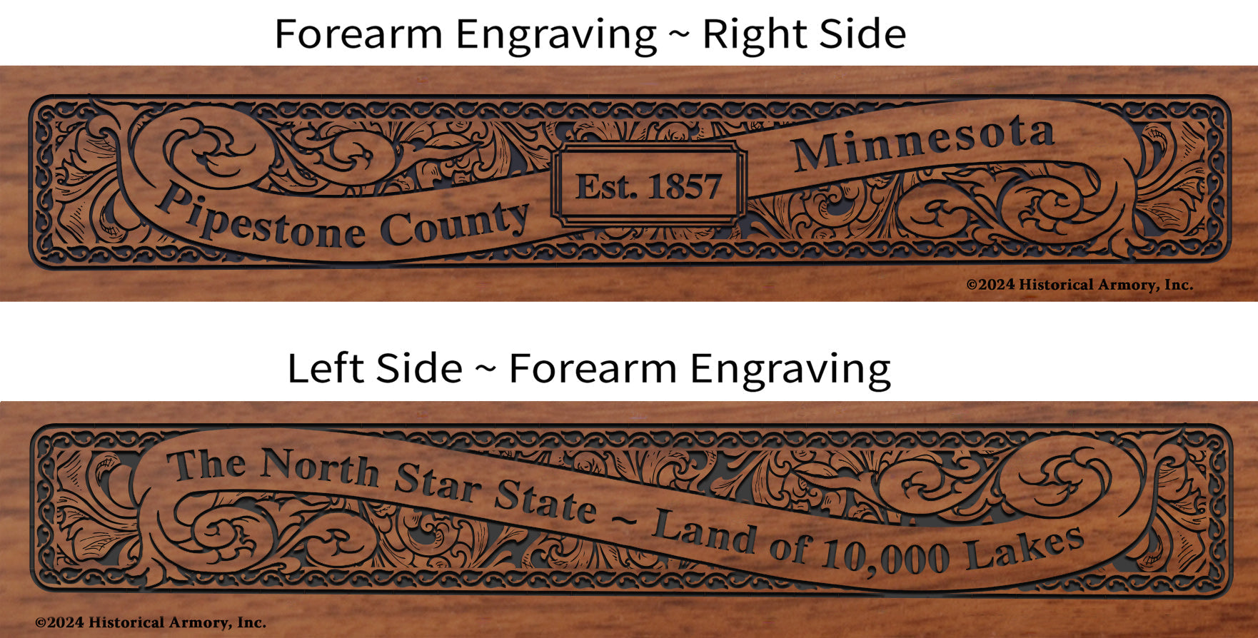 Pipestone County Minnesota Engraved Rifle Forearm