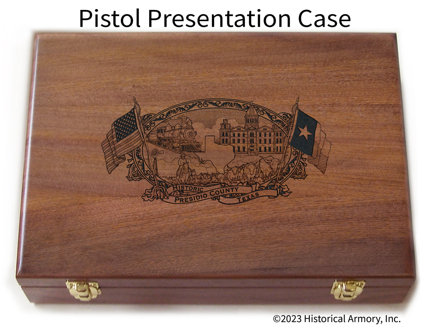 Presidio County Texas Engraved .45 Auto Ruger 1911 Presentation Case