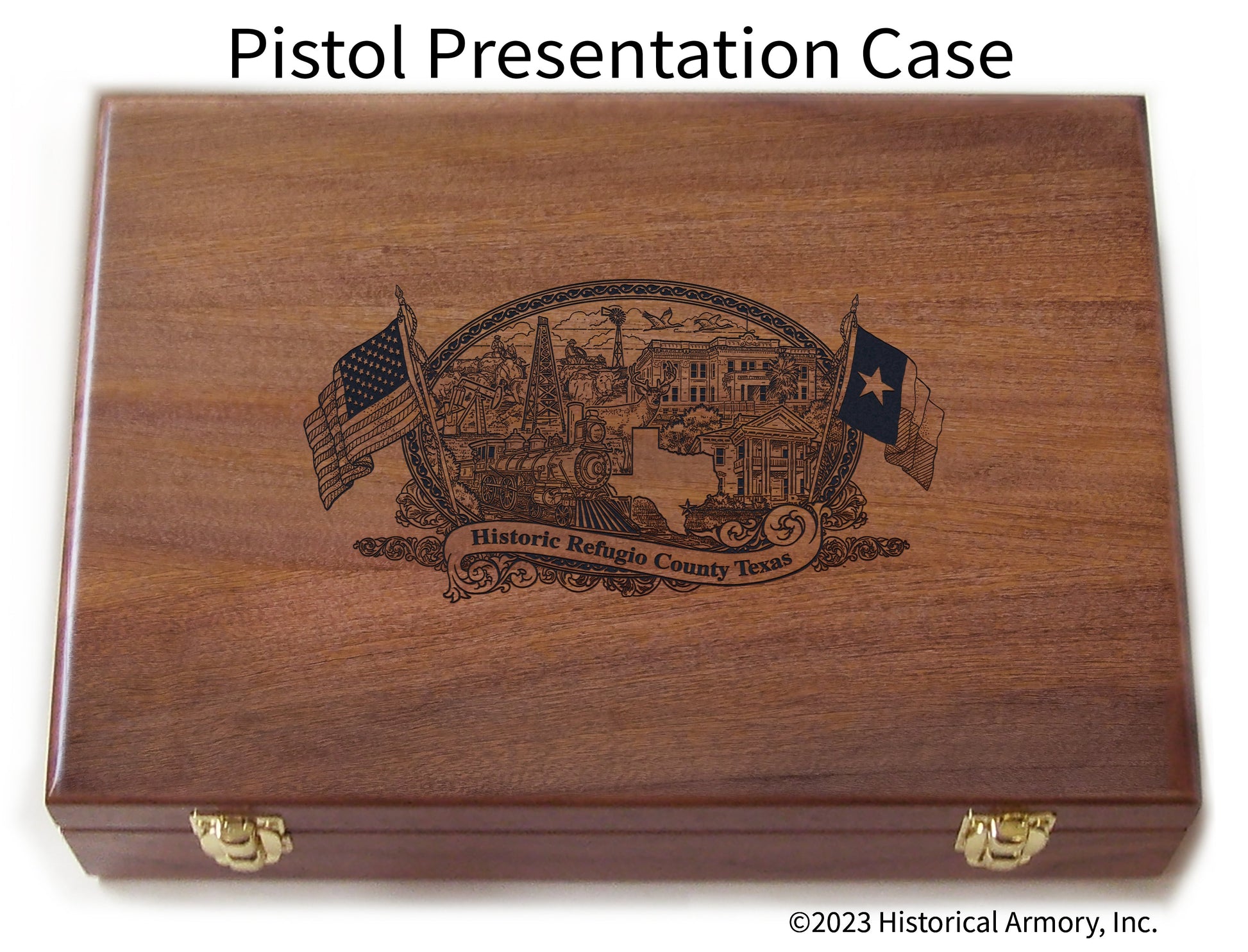 Refugio County Texas Engraved .45 Auto Ruger 1911 Presentation Case