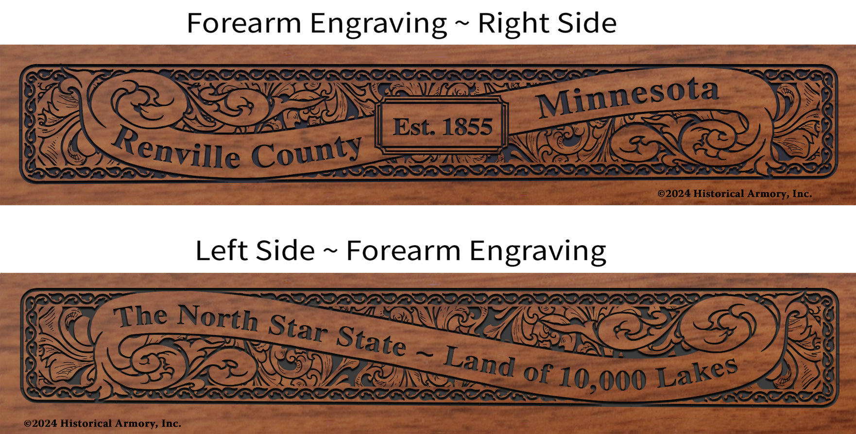 Renville County Minnesota Engraved Rifle Forearm