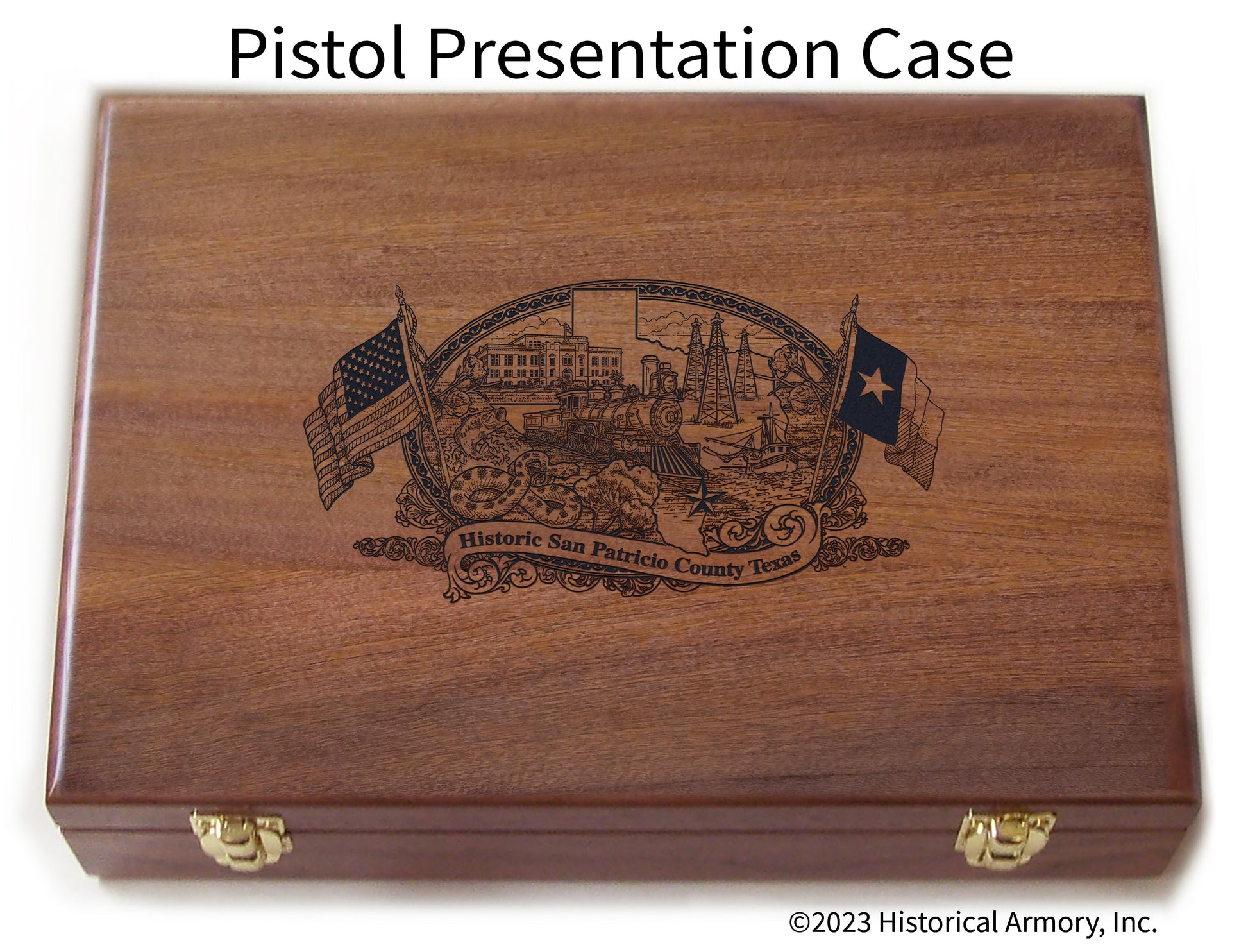 San Patricio County Texas Engraved .45 Auto Ruger 1911 Presentation Case