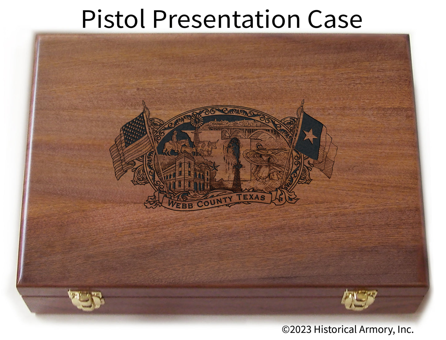 Webb County Texas Engraved .45 Auto Ruger 1911 Presentation Case