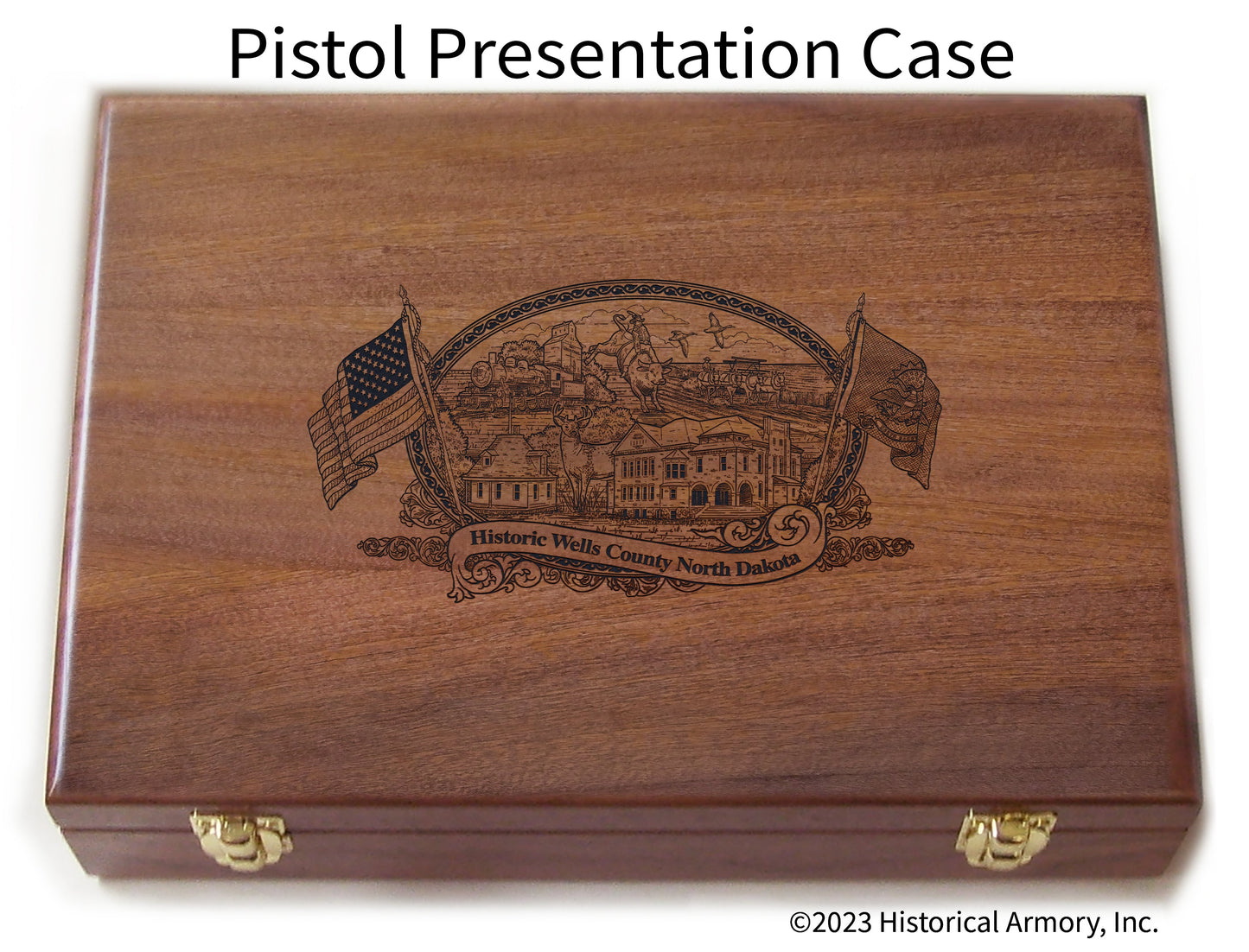 Wells County North Dakota Engraved .45 Auto Ruger 1911 Presentation Case