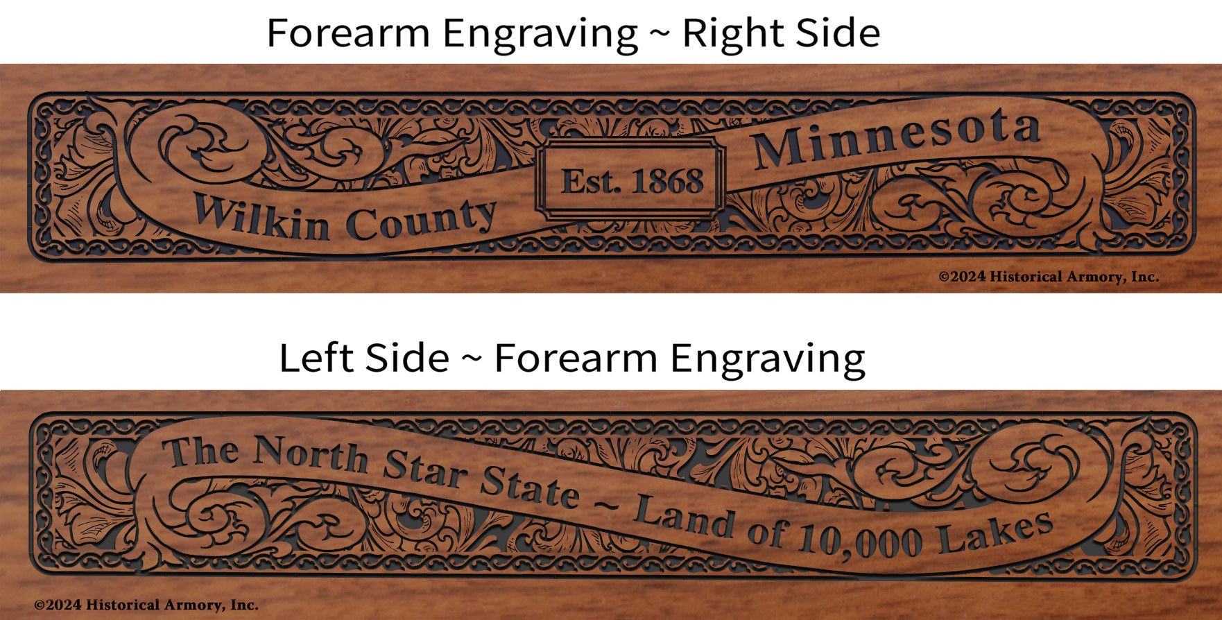 Wilkin County Minnesota Engraved Rifle Forearm