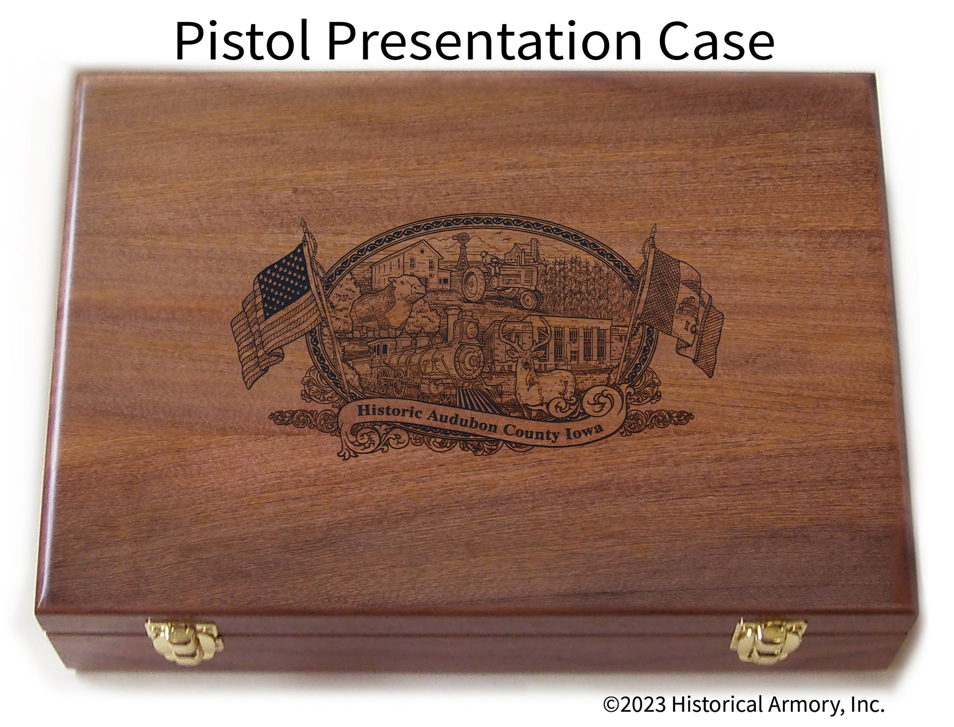 Audubon County Iowa Engraved .45 Auto Ruger 1911 Presentation Case