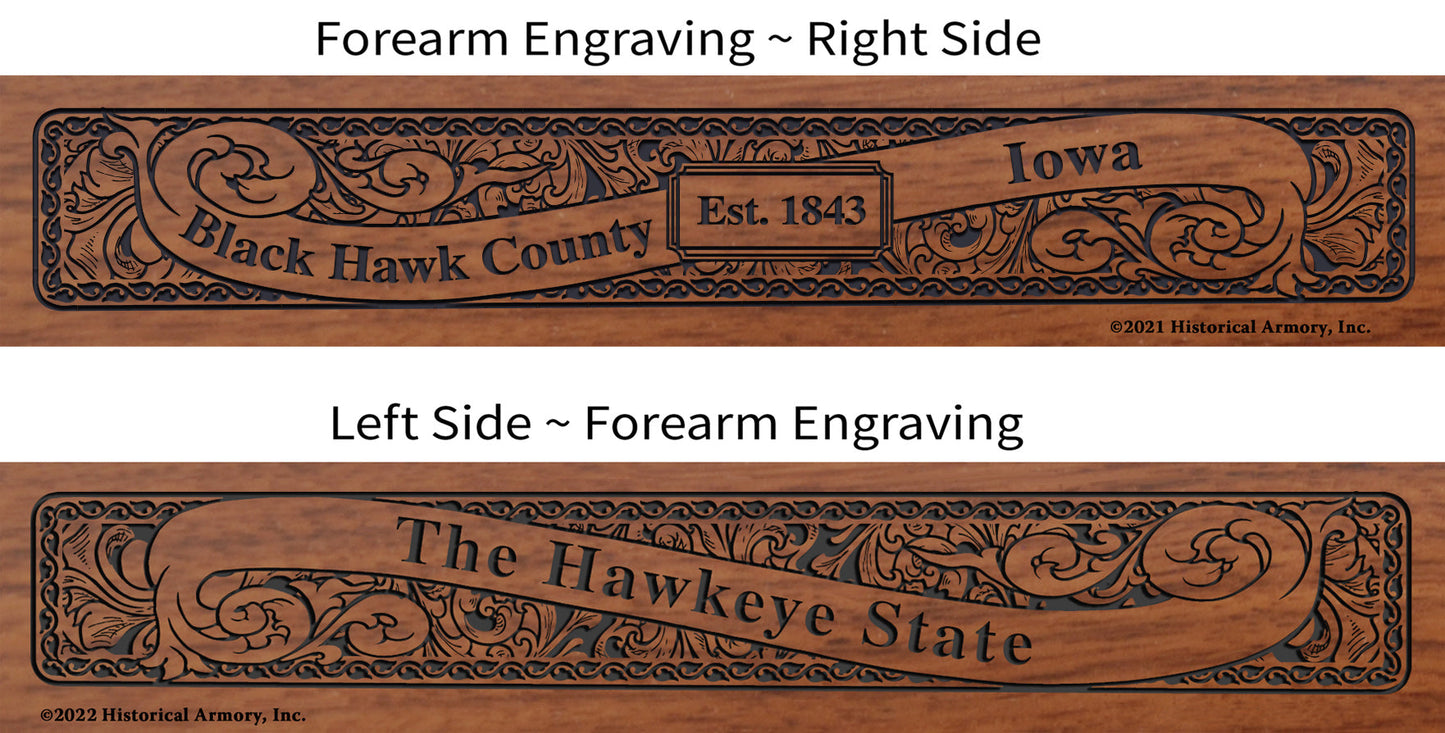 Black Hawk County Iowa Engraved Rifle Forearm