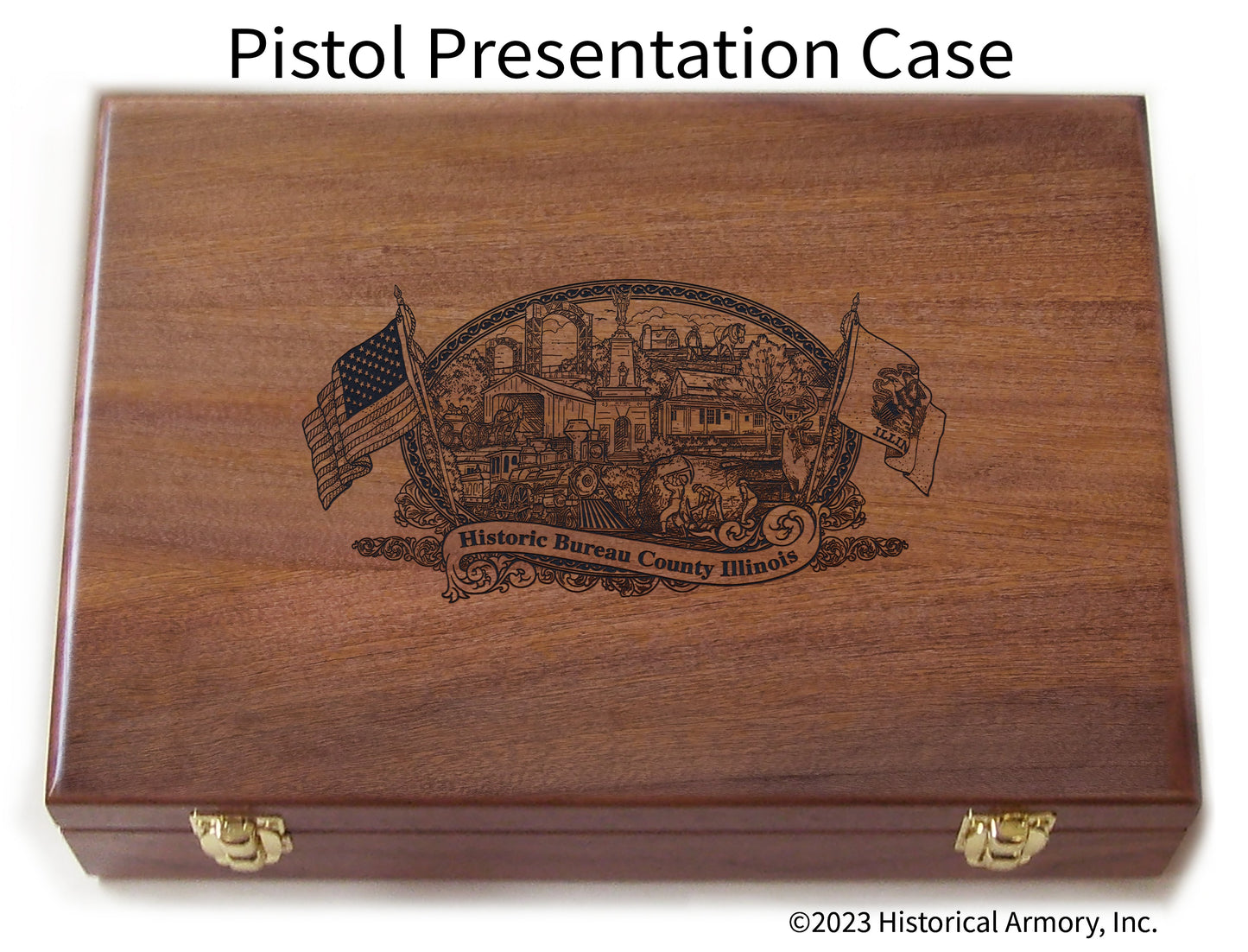 Bureau County Illinois Engraved .45 Auto Ruger 1911 Presentation Case