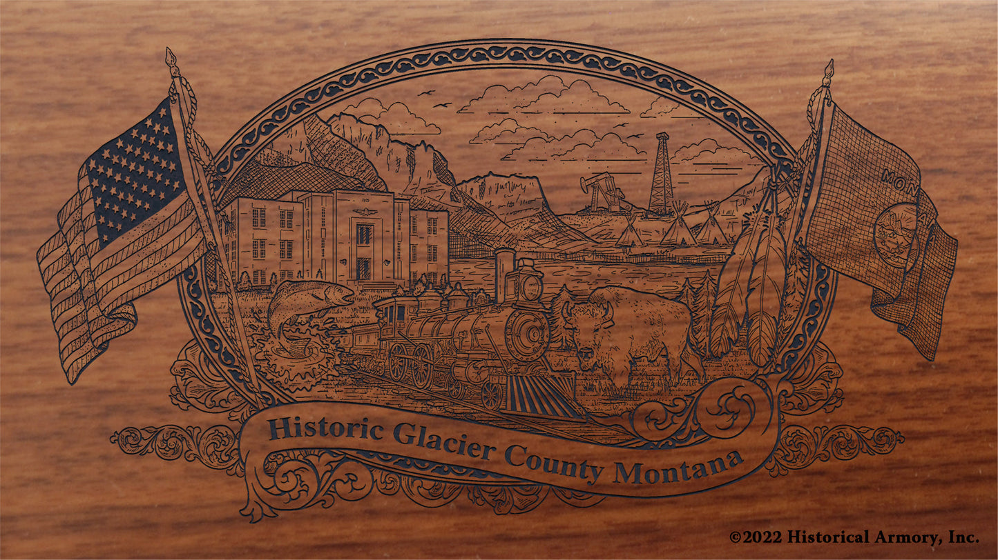 Glacier County Montana Engraved Rifle Buttstock