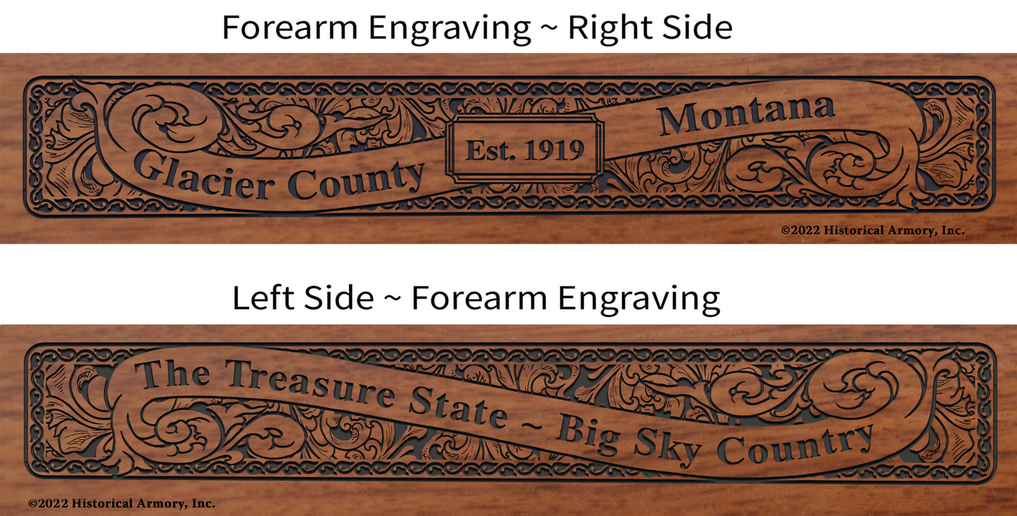 Glacier County Montana Engraved Rifle Forearm