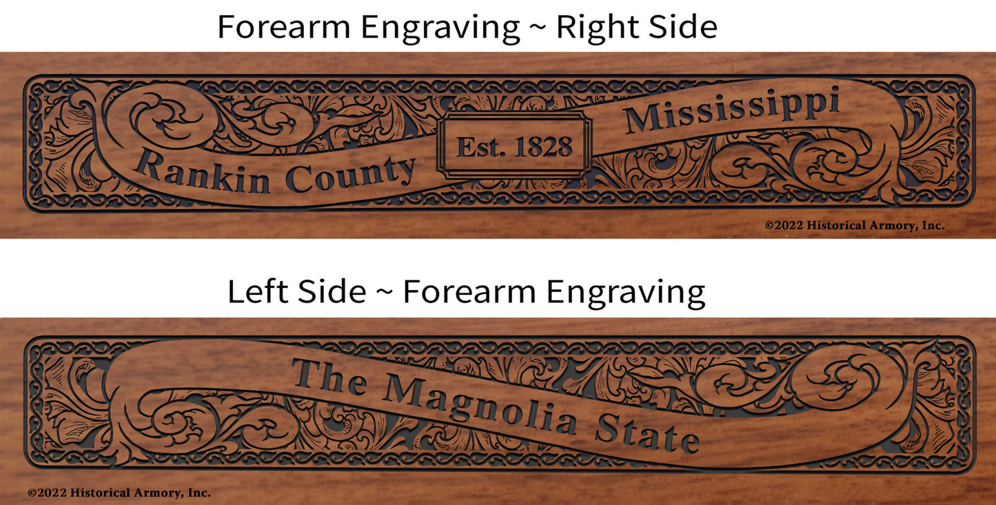 Rankin County Mississippi Engraved Rifle Forearm