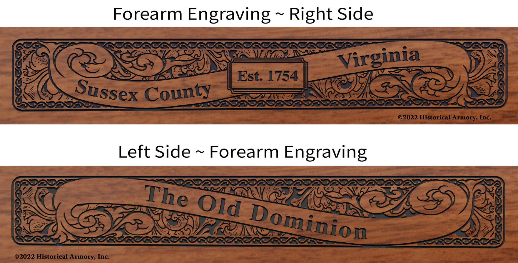Sussex County Virginia Engraved Rifle Forearm