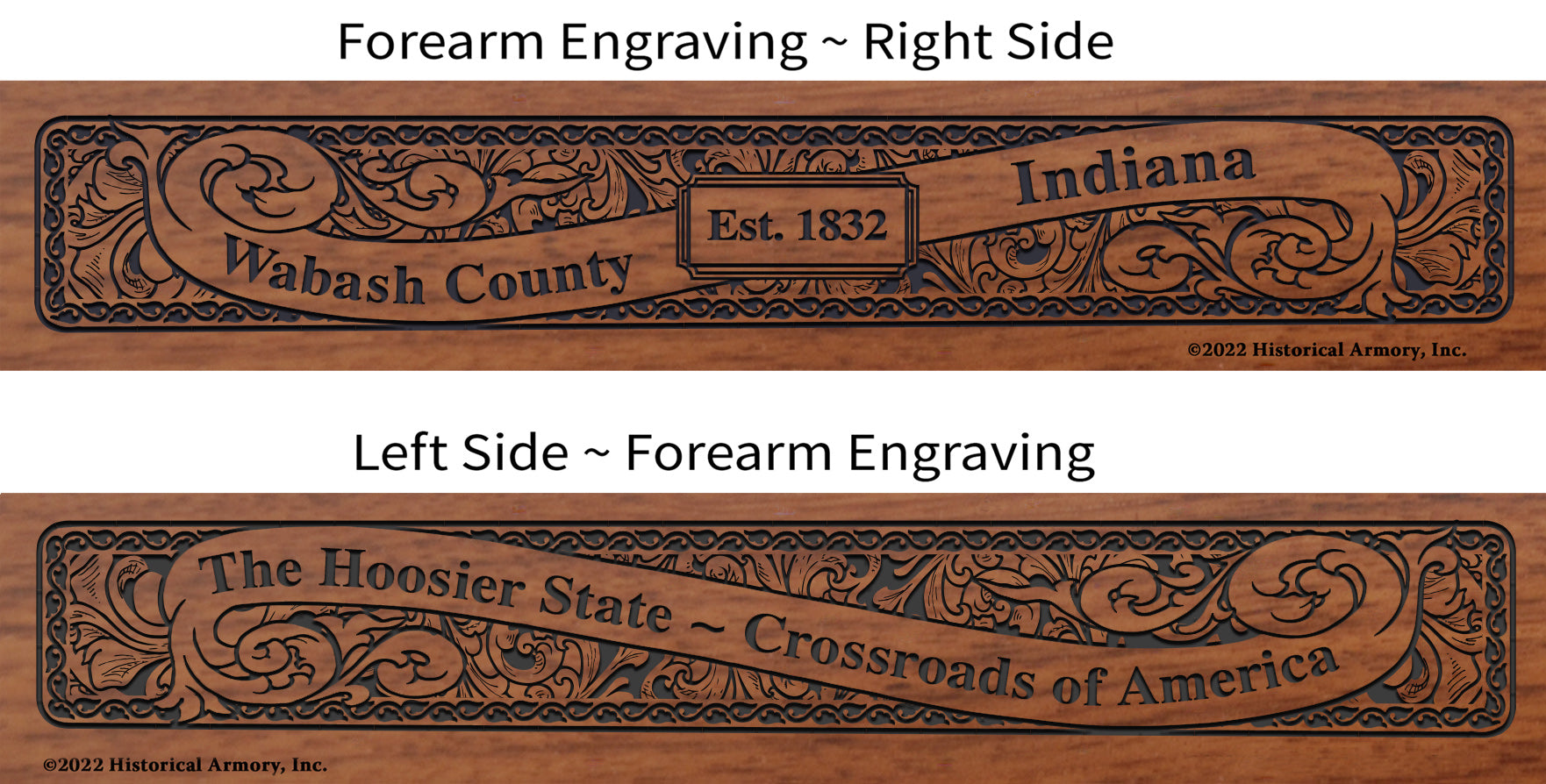 Wabash County Indiana Engraved Rifle Forearm